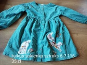 Next sztruksowa piękna sukienka 6-7 lat, 122,bdb