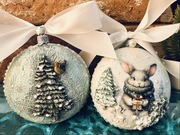 Zestaw 2 bombek medalionów decoupage