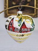 Bombki choinkowe 1szt. Duże serce malowane domki bombki retro jak prl 