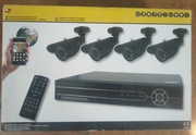 Monitoring 4 Kamery Rejestrator Pilot + Dysk + przewody okablowanie