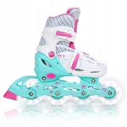 Rolki Regulowane RAVEN Loret Mint 27-30 Świecące Kółka LED - STAN BDB