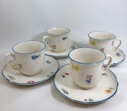 PORCELANA KOMPLET DO KAWY. FILIŻANKI ZE SPODKAMI DLA 4 OSÓB