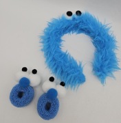 Niebieska opaska na głowę ciasteczkowy potwór z gumkami do włosów