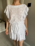 Lila Lou biały komplet bluzka spódniczka koronka falbanki XS