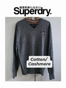 Superdry sweter męski szary w serek L bawełna kaszmir melanż