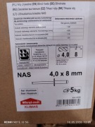 Nity zrywalne standardowe 4x8 łeb płaski aluminium - 5 kg