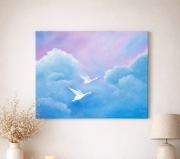 Obraz na płótnie 30x40 akryl ręcznie malowany łabędzie