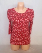 Bluzka Orsay M/L (38/40), czerwona w kwiaty, bufki – 34 zł
