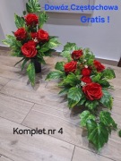 Stroik wiązanka komplet kwiaty na grób na cmentarz