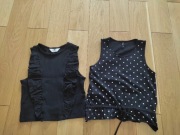 2x bluzka szelki top czarna w kropki XS/ S 34 Sinsay oraz bluzka H&M