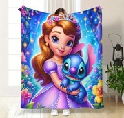 Nowy duży mięciutki koc bajkowy Księżniczka Zosia i Stitch 150x200 cm