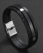 BRANSOLETKA CZARNA z ZAPIĘCIEM DAMSKA MĘSKA 
