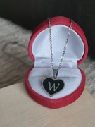 Łańcuszek serce litera W naszyjnik serce literka W zawieszka stal cudo