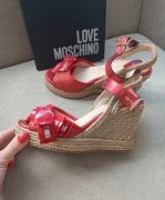 Espadryle na koturnie Love Moschino 38 sandały skórzane 