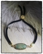 Bransoletka regulowana na sznurku z kamieni naturalnych amazonit owal