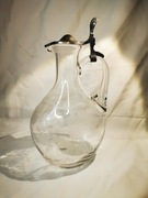 Szklany dzbanek / karafka z cynową oprawą – styl vintage