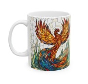 Feniks kubek witrazowy fantasy prezent majestatyczny 