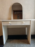 Toaletka drewniana z lustrem kremowa ecru retro