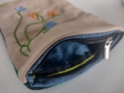 Saszetka kosmetyczka handmade kwiaty jeans
