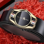 Luksusowy pasek męski ze skóry ekologicznej z automatyczny klamrą. CZARNY