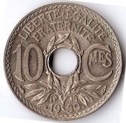 FRANCJA 10 centimes 1939, KM# 889.1, UNC