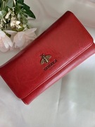 Duży damski portfel - Burgund Skóra naturalna