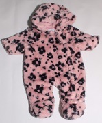 F&F* Pajacyk Kombinezon  z Kapturem  Misiowy Welur  56/62 cm