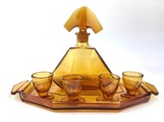 Josef Inwald Zestaw do Nalewki Karafka szkło Art Deco 1930 Topaz