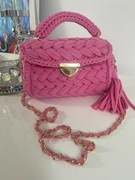 Torebka mini ręcznie tkana NOWA różowa 