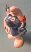 Kolekcjonerska figurka Smerfa Malarza firmy Bully z lat 80 XX wieku