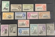 Falklandy Zależne 1954 QEII Pełna Seria 15szt STATKI Discovery Endurance