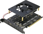 Adapter PCIe x16 do 4x NVMe M.2 SSD PCIe 4.0/3.0 z wentylatorem 937