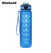 BUTELKA NA WODĘ BIDON ZE SŁOMKĄ 1L BUTELKA Z MIARKĄ MOTYWACYJNA FITNESS 1L