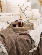 narzuta/koc, dwukolorowy, coffee Brown,big size 260/280,100% bawełna muślin