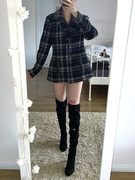 Kurteczka krótki płaszczyk w kratkę z domieszką wełny M