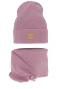 Czapka i szalik damski zimowy komplet, fioletowy