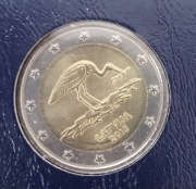 Łotwa 2 euro, 2015 Zagrożone gatunki - bocian czarny
