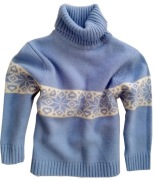 Norweski wełniany sweter z golfem na narty 110 116 cm wełna błękitny