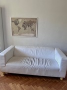 KLIPPAN sofa Ikea, używana w białym obiciu (skaj) + dodatkowe pokrycie