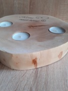 Świecznik drewniany na podgrzewacze. Home sweet home. Duży plaster drewna.