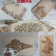 Deska Do Krojenia z Rączką Deseczka Drewniana Wzory na Prezent