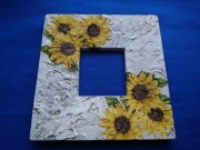 Słoneczniki. Obraz wykonany w glinie.