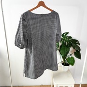 Sukienka 42 xl pepitka bufki rozporek rozkloszowana trapezowa houndstooth