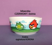 ANGRY BIRDS miska Arabia Finland CZERWONY i ŚWINIA 2009 - sygn. KORONA