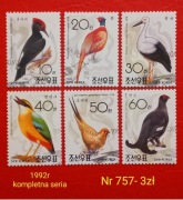 Znaczki fauna:757: ptaki- Korea Północna 1992r 