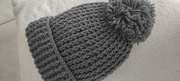Czapka jesienna, zimowa ręcznie zrobiona.  Szara.