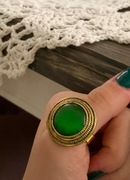 Pierścionek Nowy Unikatowy Z Kocim Okiem Zielony 