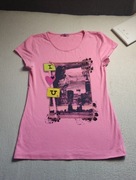 Neonowa różowa koszulka t-shirt bluzka nadruk NYC dziecięca dziewczęca