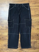 Spodnie kontrastowe cargo bojówki szerokie straight bawełniane HM 36 S