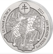 Rok Wołu Rwanda 1 oz Ag 2021 Year of the Ox